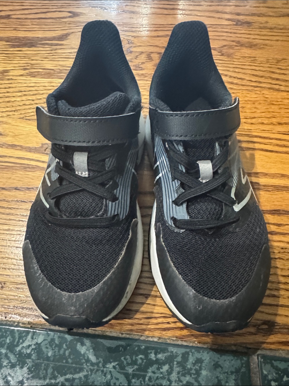 New Balance Kids Black and Gray Velcro Sneakers